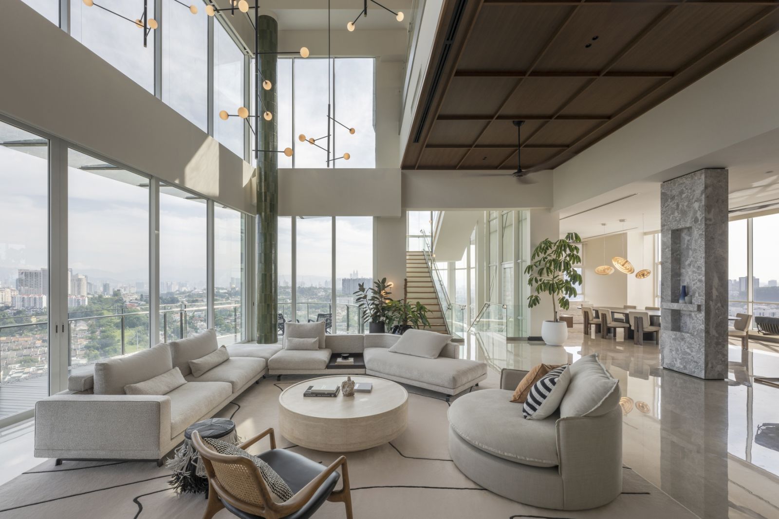 The chic and sleek open plan living area