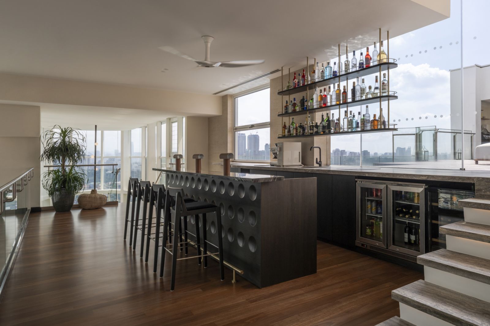 The bar is bathed in ample natural light