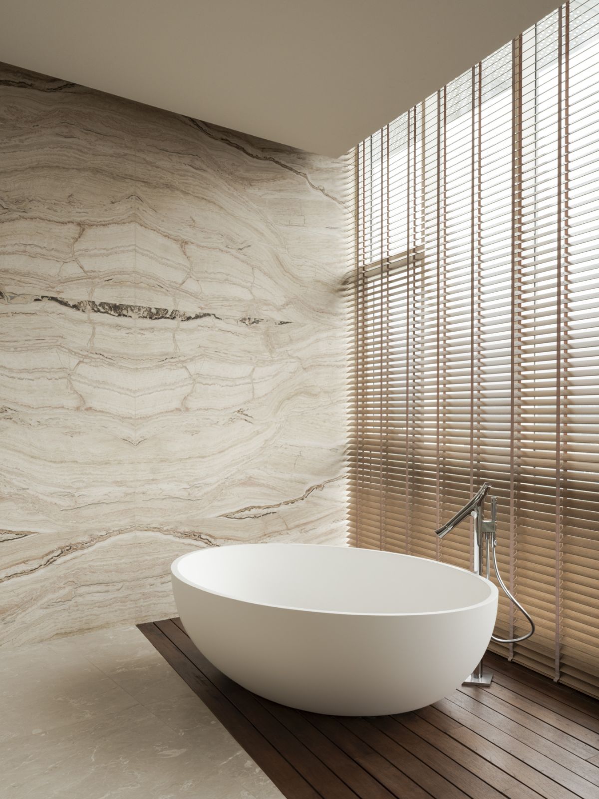 A modern freestanding bathtub