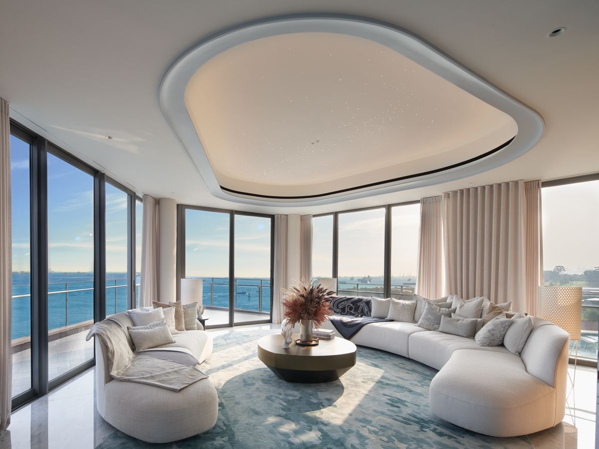 The living room in this enviable duplex villa features a recessed ceiling with a lighting feature that appears like twinkling stars (Photo: Benny Loh)