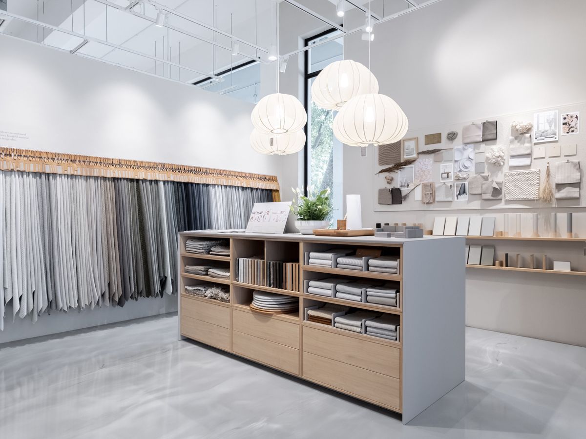The atelier space in the Bolia showroom, where shoppers can pick out their bespoke fabrics for customised furniture pieces (Photo: Max Chan)