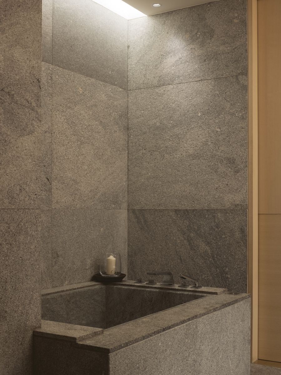 The master bathroom features a built-in bathtub inspired by onsens, which are Japanese hot spring baths (Photo: Max Lim)