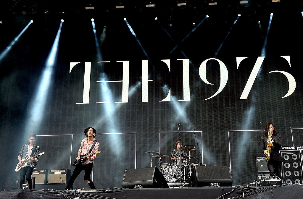 GLASGOW, SCOTLAND - MAY 25: The 1975 (L-R) Adam Hann, Matt Healy and Ross MacDonald perform live at Radio 1's Big Weekend at Glasgow Green on May 25, 2014 in Glasgow, Scotland. (Photo by Dave J Hogan/Getty Images)