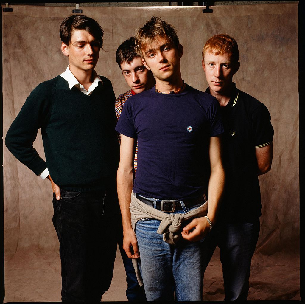 (MANDATORY CREDIT Koh Hasebe/Shinko Music/Getty Images) Blur group shot at photo studio in Tokyo, November 1994. (Photo by Koh Hasebe/Shinko Music/Getty Images)