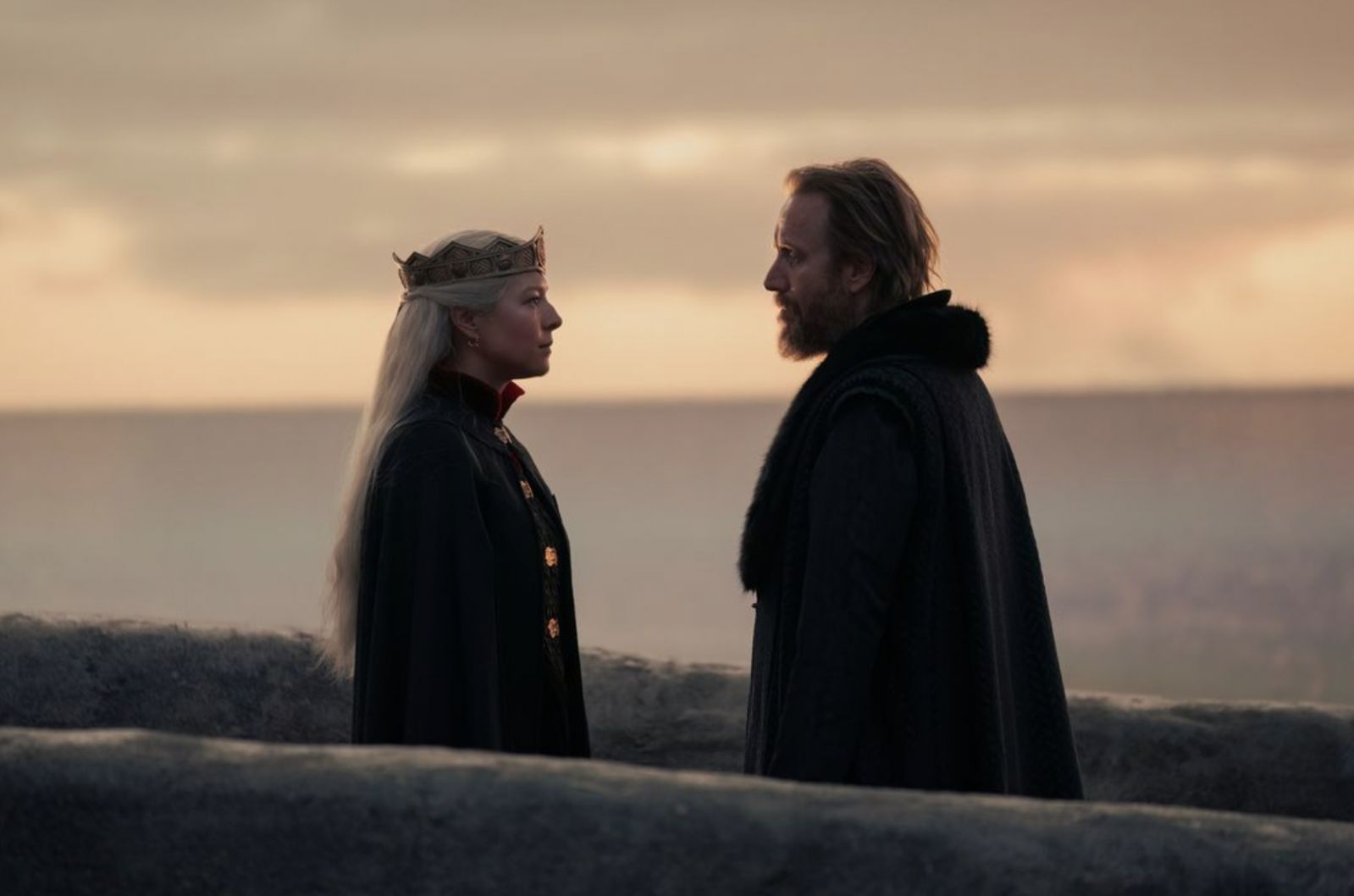 Hand of the King Ser Otto Hightower with Queen Rhaenyra Targaryen
