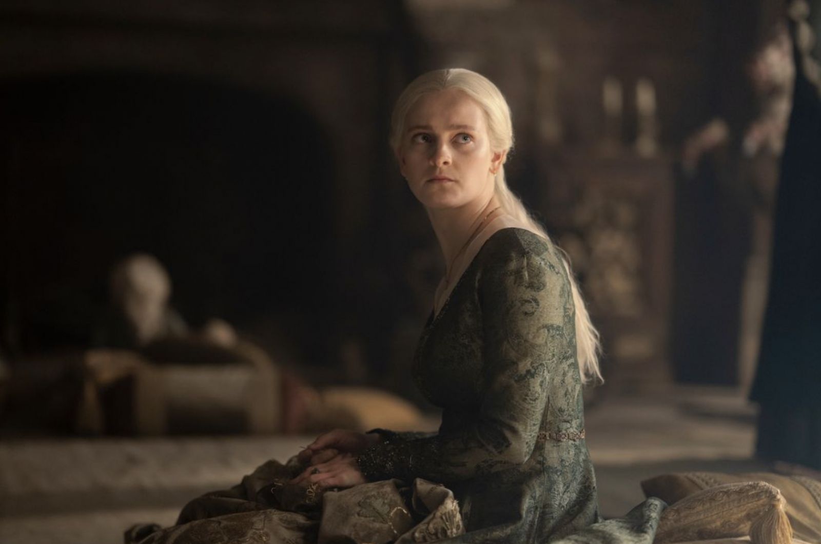 Phia Saban as the sister-wife of King Aegon II, Queen Helaena Targaryen