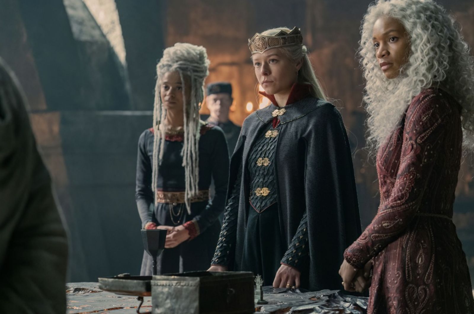 Lady Baela and Lady Rhaena Targeryen attending the Black Council with Queen Rhaenyra