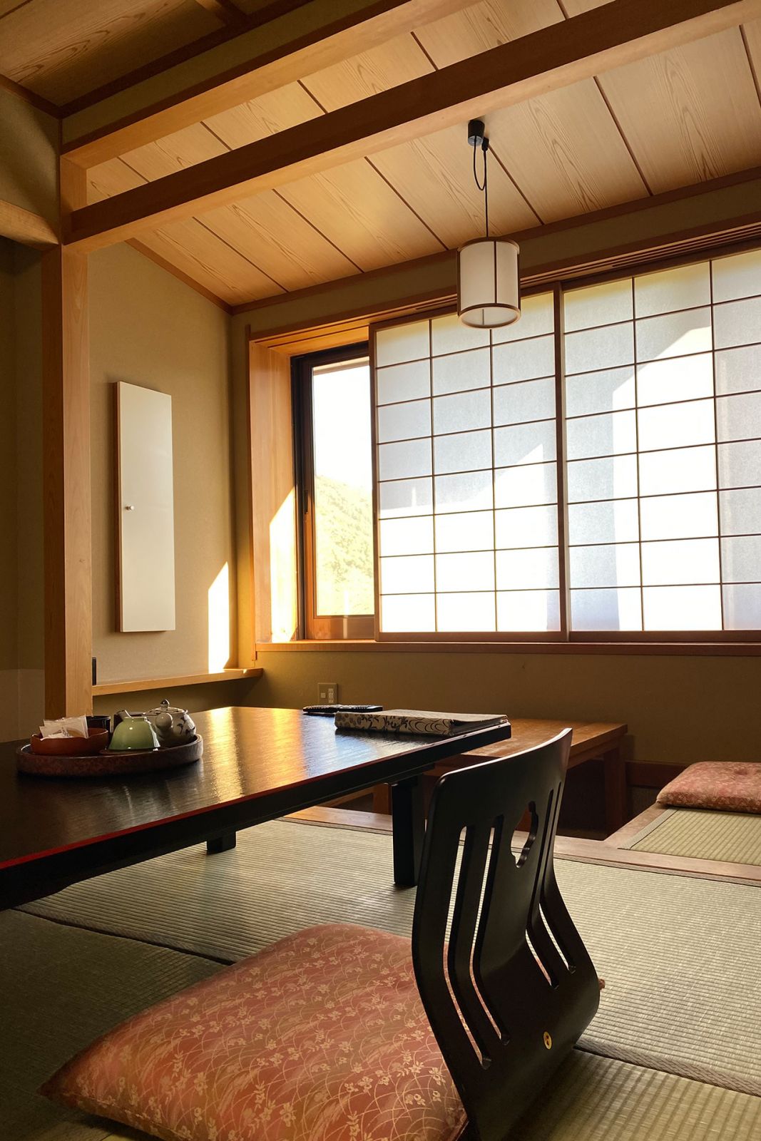 Traditional chabudai surrounded by zabutan (floor cushions)