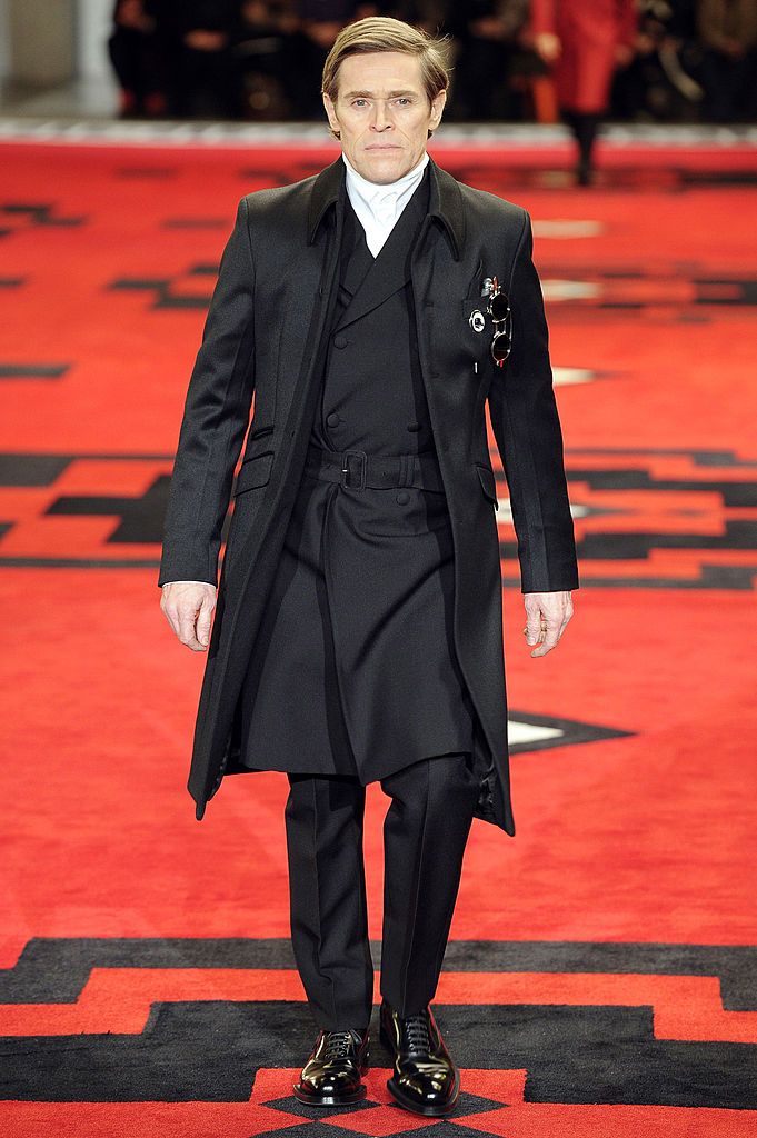 Actor Willem Dafoe walks the runway at the Prada Autumn Winter 2012 fashion show during Milan Menswear Fashion Week on January 15, 2012 in Milan, Italy.  (Photo by Chris Moore/Catwalking/Getty Images)