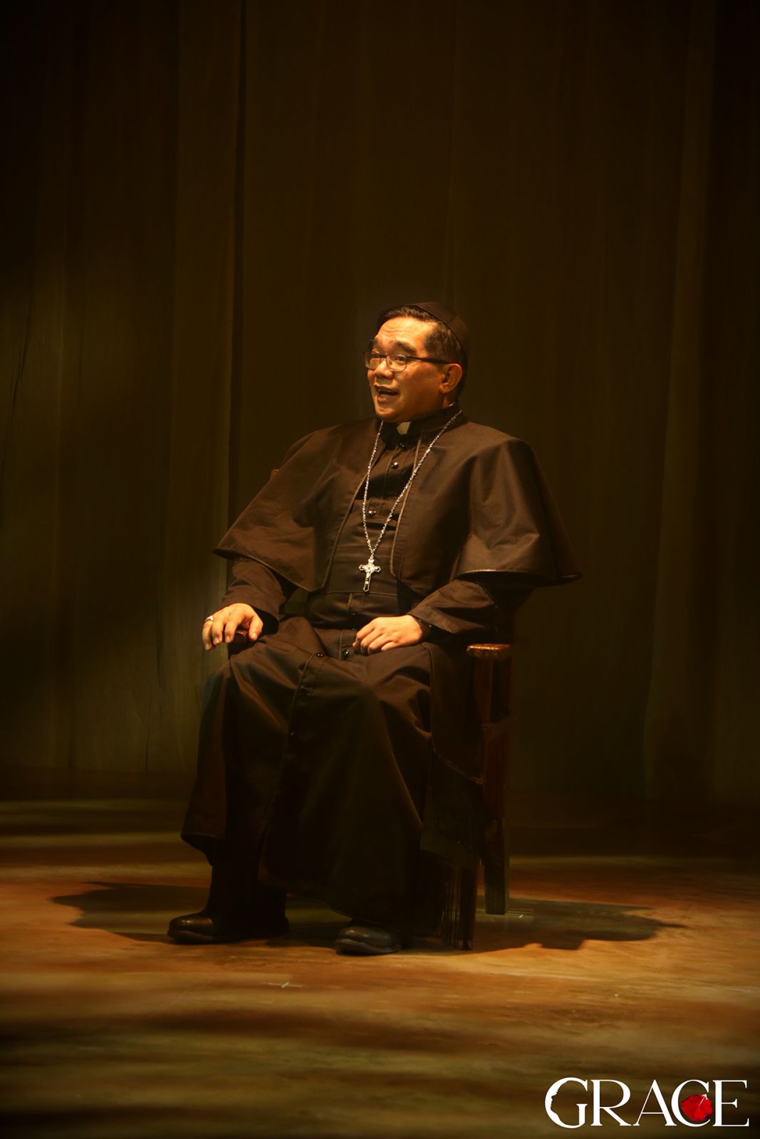 Artistic director of the Cultural Center of the Philippines Dennis Marasigan gets back onstage by portraying Monsignor Rufino Santos