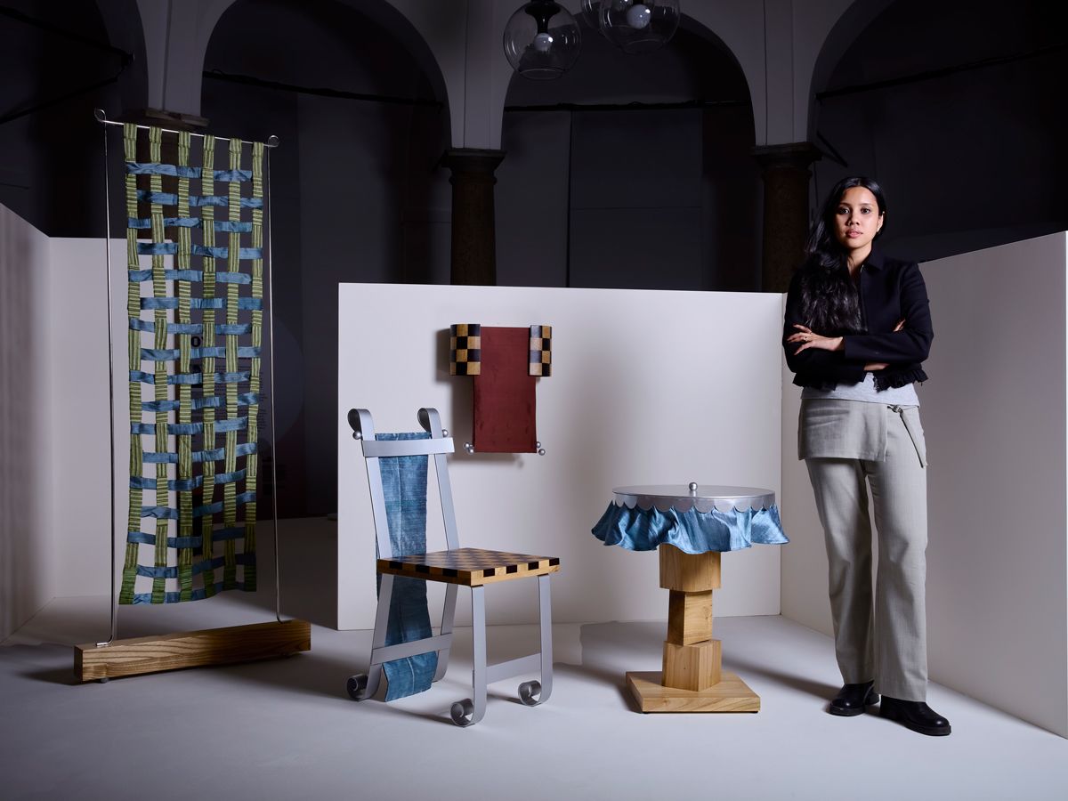 Faezah Shaharuddin of Studio Kallang showcasing her furniture collection, Unlikely Fragments