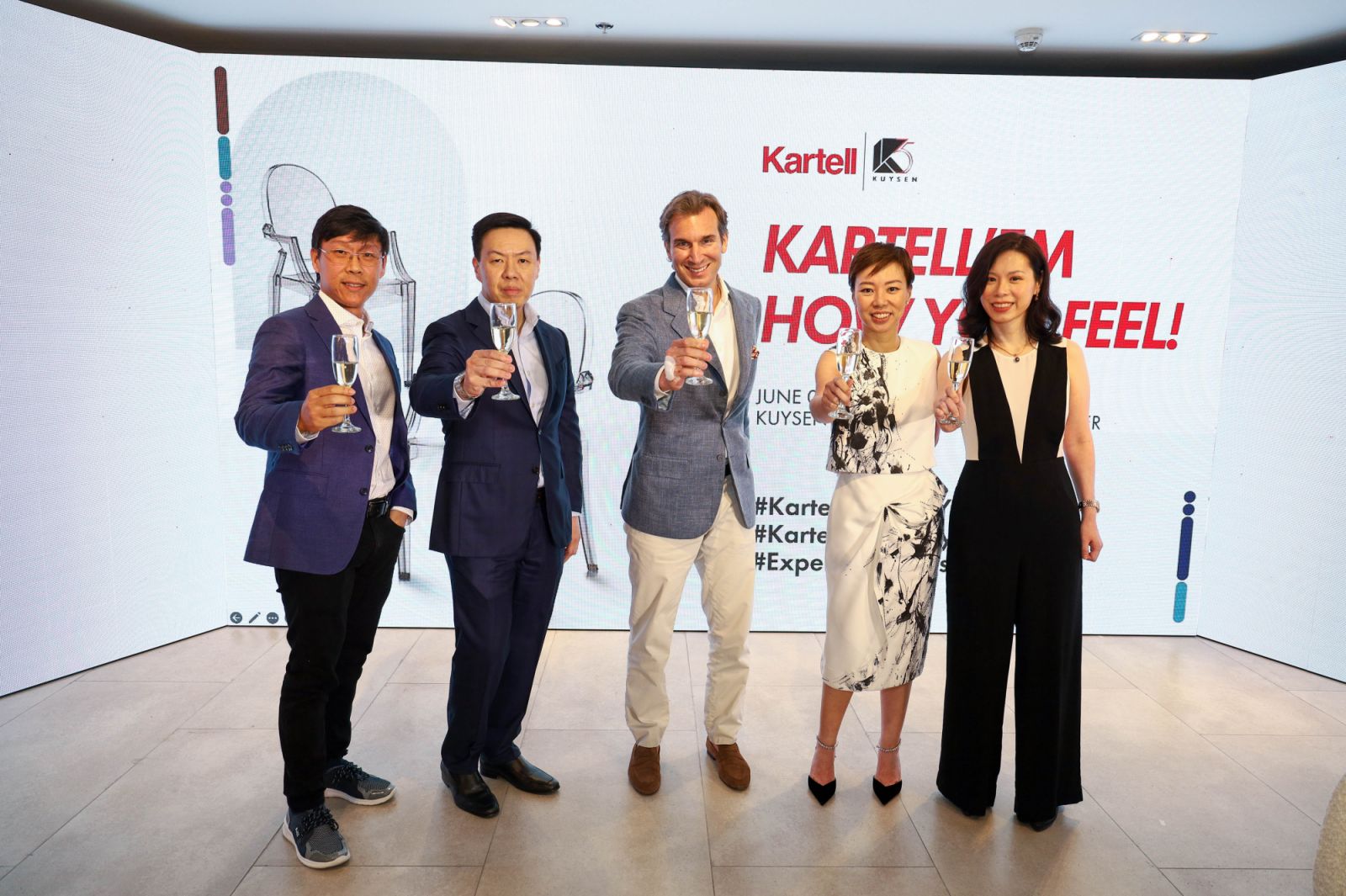 L-R: Edison Go, President of Sanitec; Jensen Go, President of Kuysen; Federico Luti, Worldwide Commercial Director of Kartell; Marleen Go Uyecio, Creative Director of Kuysen; Maybelle Go Chiong, Vice President for Finance of Kuysen (Photo: Courtesy of Kuysen)