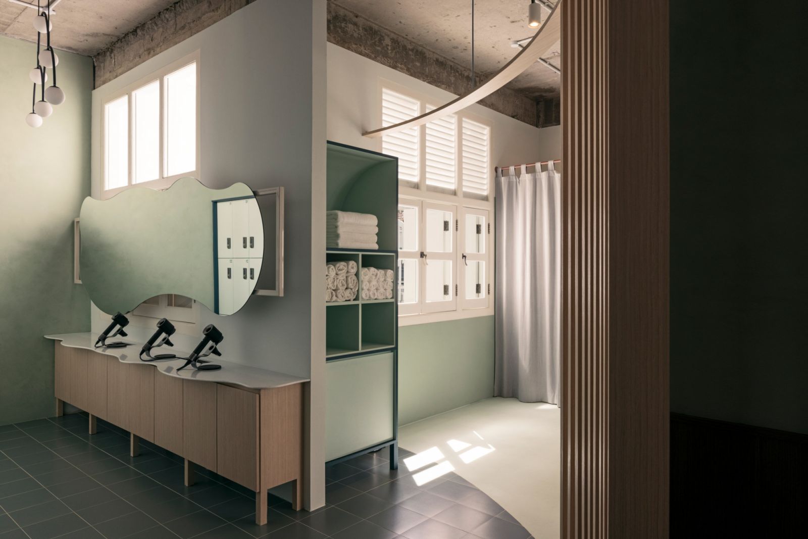 The beautifully designed bathrooms at Trapeze Rec Club (Photo: Studio Periphery)