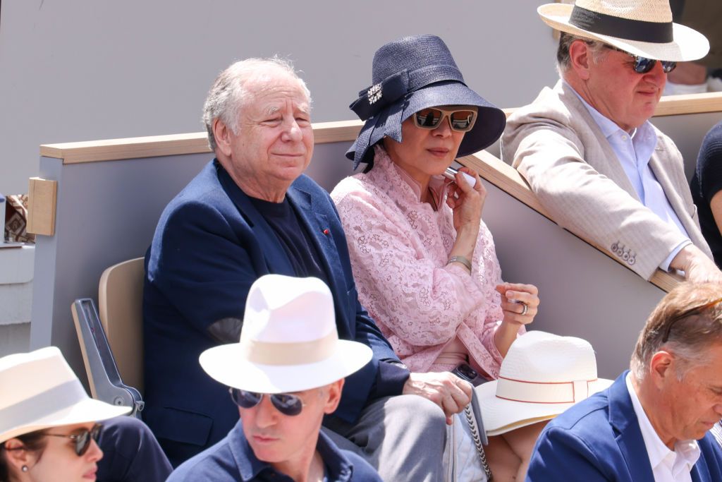 PARIS, FRANCE - JUNE 09: Jean Todt and Michelle Yeoh attend the 2024 French Open at Roland Garros on June 09, 2024 in Paris, France. (Photo by Pierre Suu/WireImage)