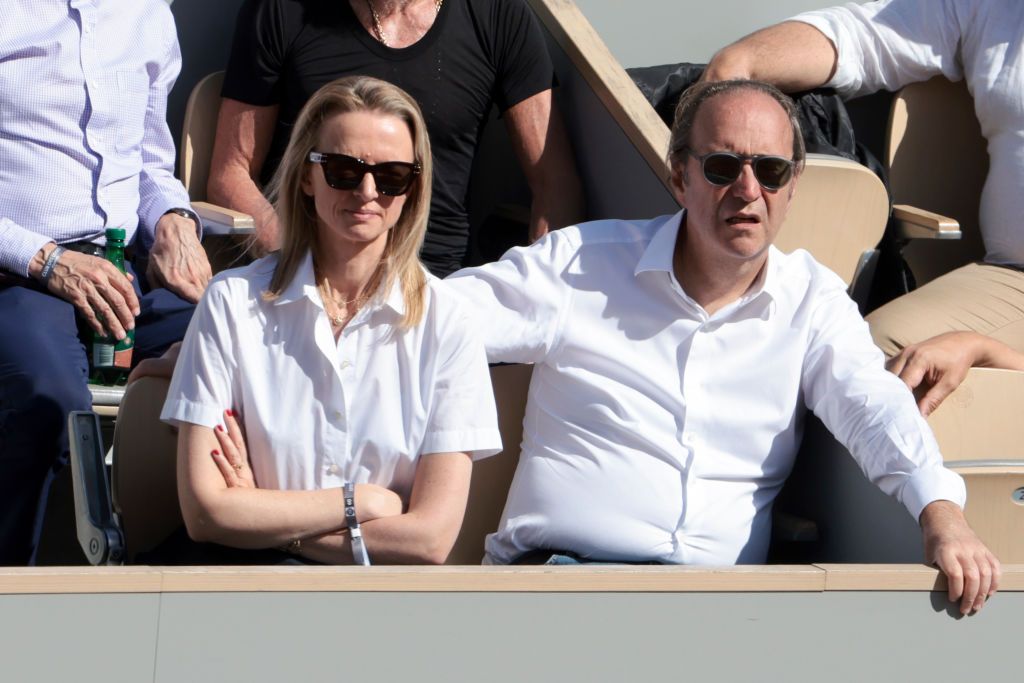 PARIS, FRANCE - JUNE 9: Delphine Arnault and Xavier Niel attend the men's final on day 15 of the 2024 French Open, Roland-Garros 2024, Grand Slam tennis tournament at Roland Garros stadium on June 9, 2024 in Paris, France. (Photo by Jean Catuffe/Getty Images)