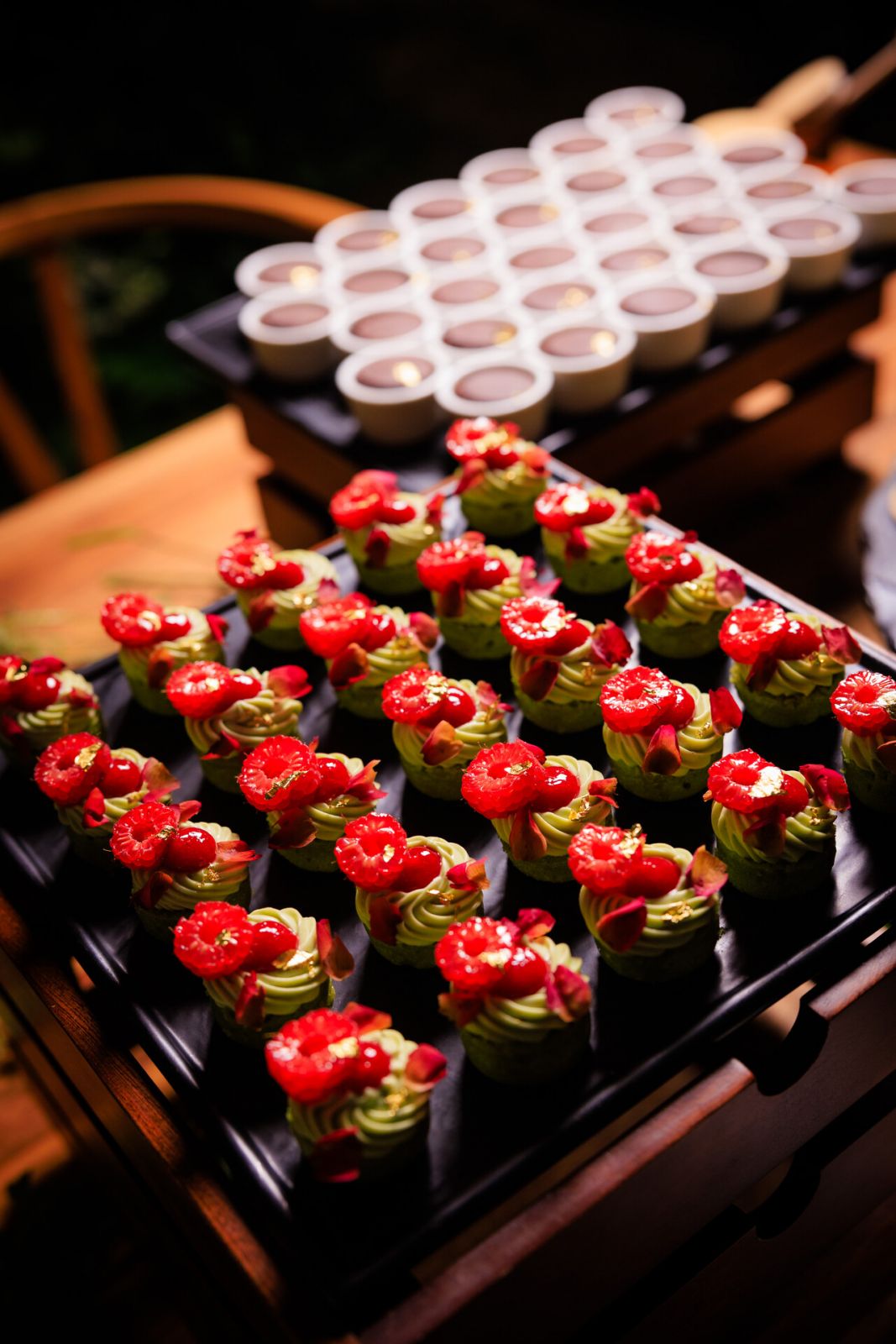 The desserts, Raspberry Pistachio Cake and Prefer-infused Tiramisu