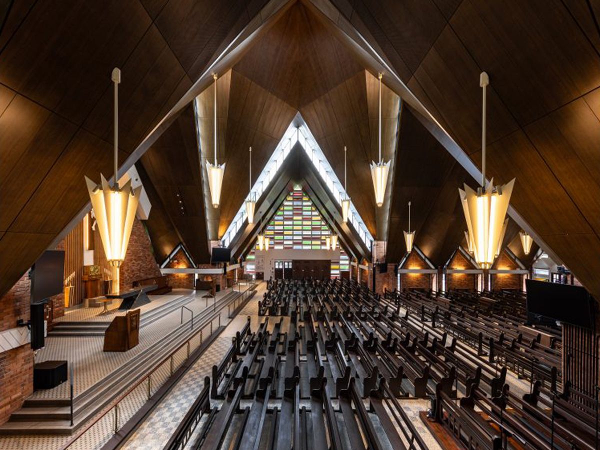 An interior view of the church, with folds-like elements referencing a phenomenon mentioned in the bible (Photo: Vernon Leow)
