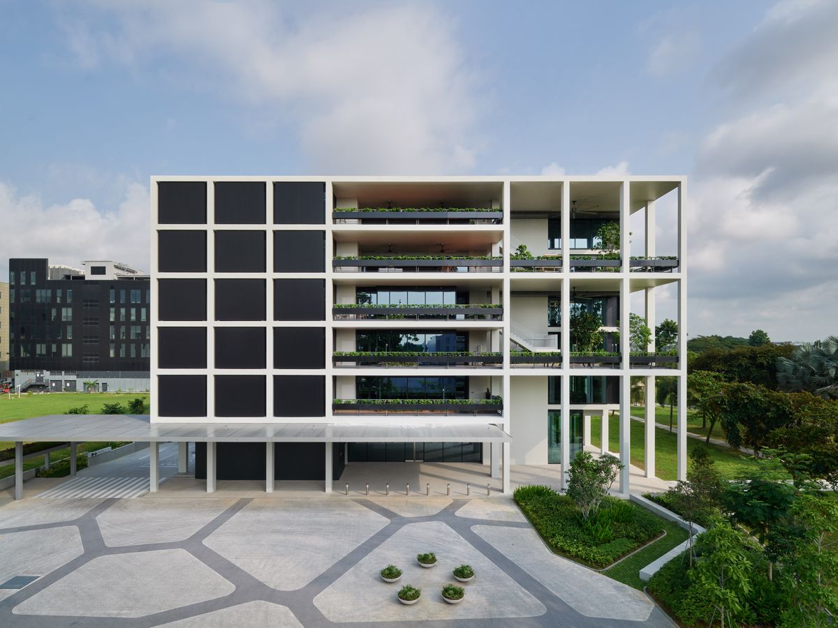 An exterior shot of The Gear, regional headquarters of Japanese architectural and construction firm Kajima