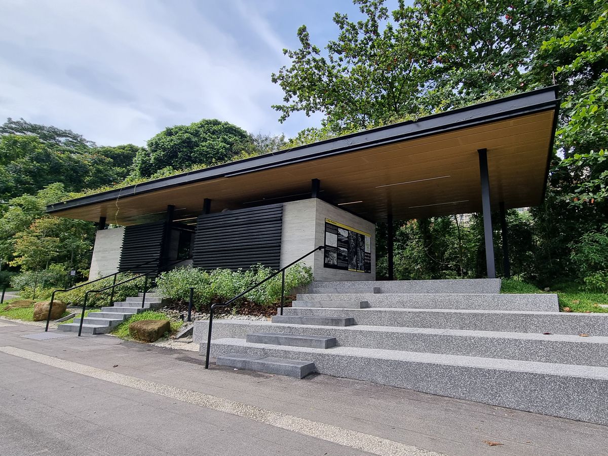 A pit stop near the rail bridge along the Rail Corridor, housing washrooms and a water point for visitors