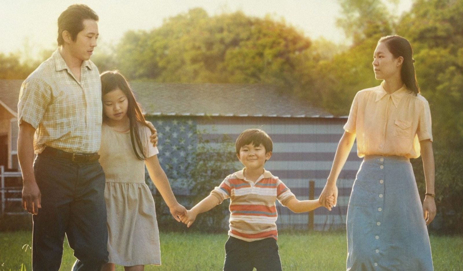 Jacob Yi (played by Steven Yeun), Anne Yi (played by Noel Kate Cho),  David Yi (played by Alan Kim), and Monica Yi (played by Han Ye-ri) in ‘Minari’