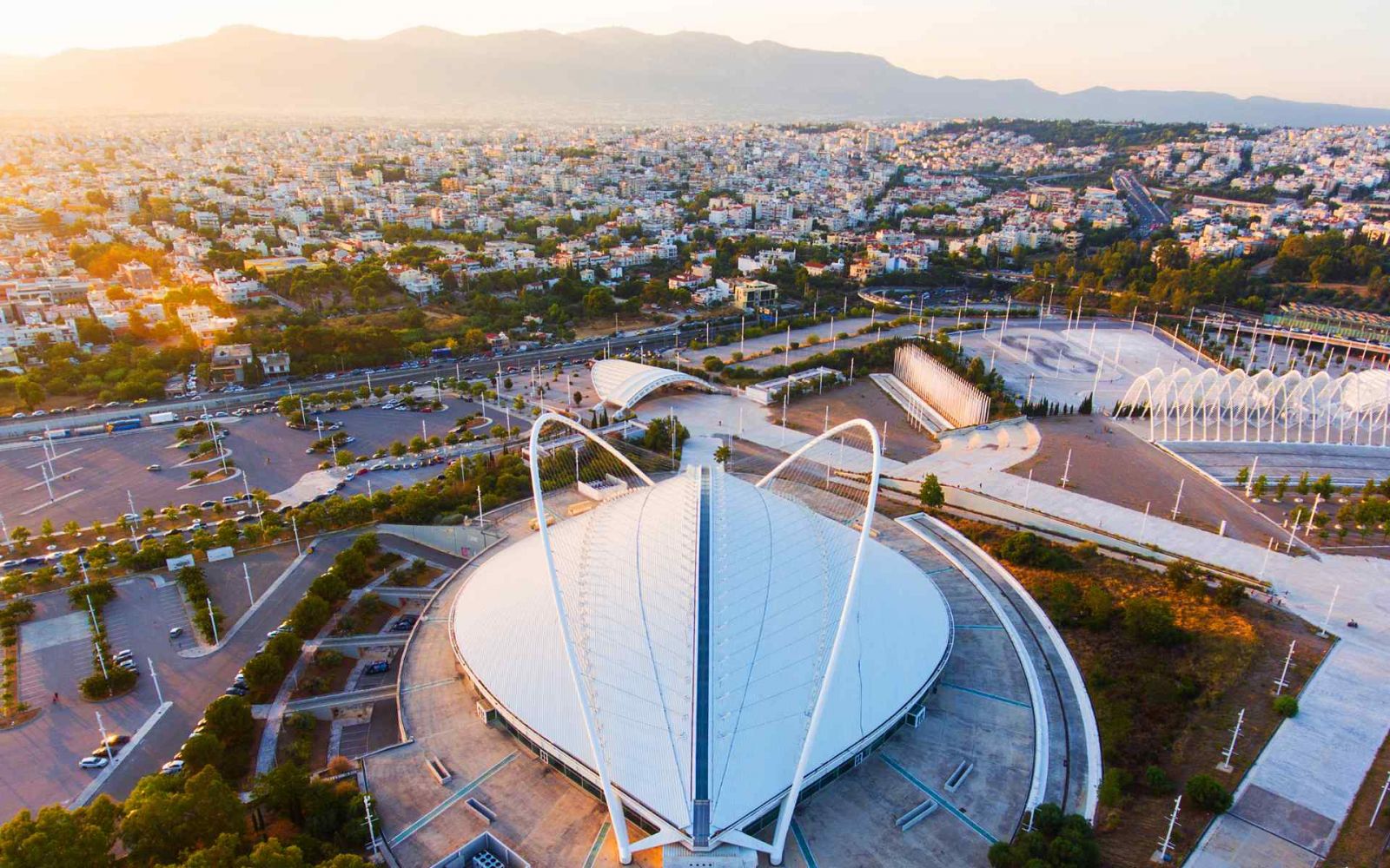 The white arched roofs of the Athens Olympic Stadium, designed by Santiago Calatrava (Photo: iStock)