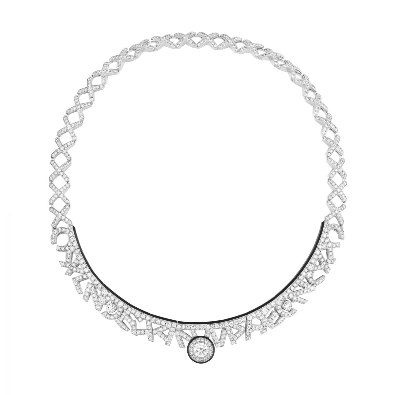 Chanel print necklace in white gold, diamonds and black lacquer (Photo: courtesy of Chanel)