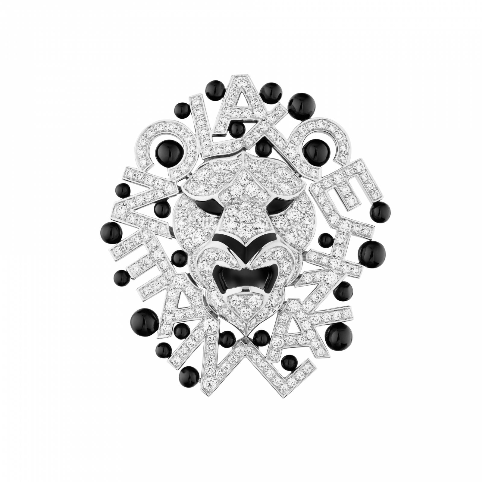 Chanel print lion brooch in white gold, diamonds and black lacquer (Photo: courtesy of Chanel)