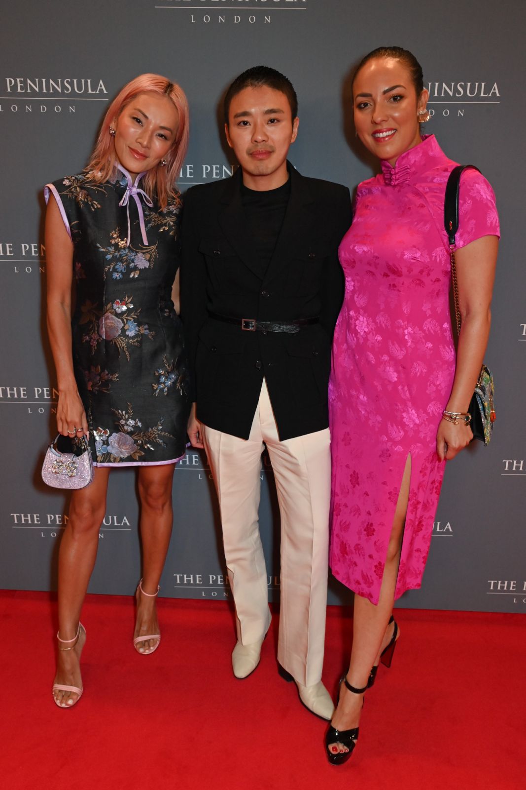 LONDON, ENGLAND - JUNE 18: (L to R) Tina Leung, Jonathan Cheung and Princess Alia Al-Senussi attend the Peninsula London grand opening celebrations on June 18, 2024 in London, England.Photo Credit: Dave Benett