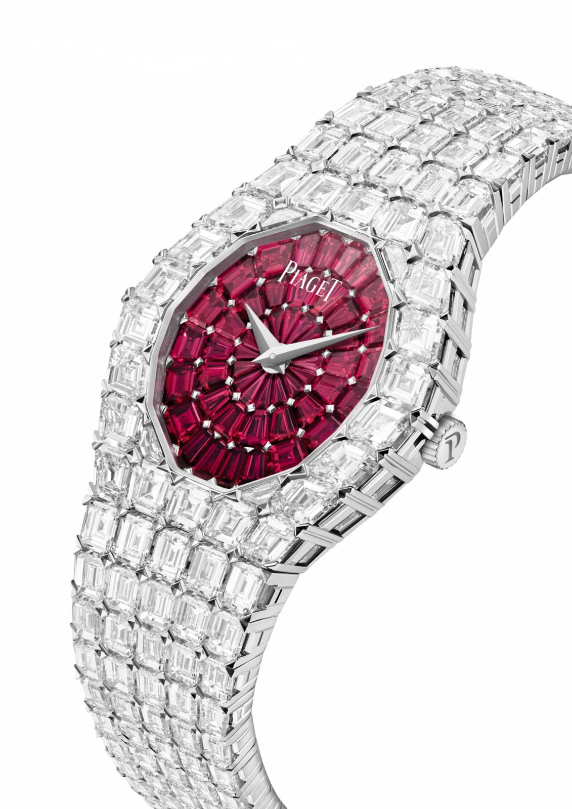 Limelight Aura系列18K白金紅寶石鑽石珠寶腕錶。(Photo: Piaget)