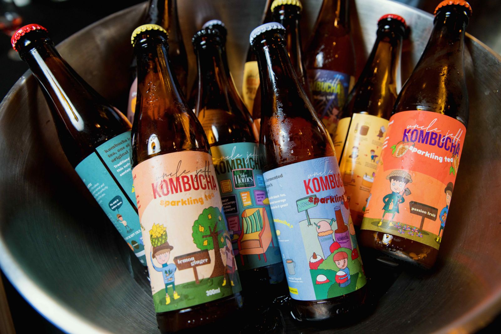 A selection of thirst-quenching kombucha from Uncle Jeff Drinks to choose from