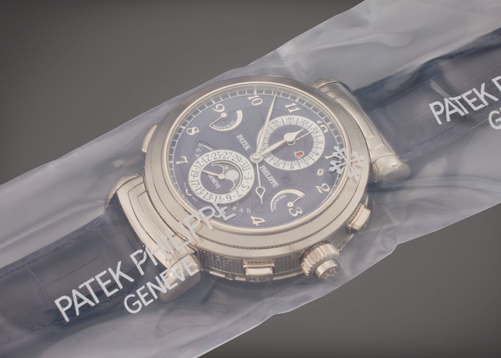 Sylvester Stallone had never worn his Patek Philippe Grandmaster Chime and it was sold in its original packaging (Photo courtesy of Sotheby's)