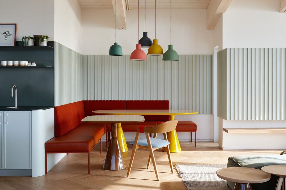 A more intimate dining booth with colourful furnishings