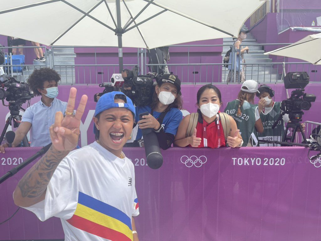 Margielyn Didal with Gretchen Ho and the Women In Action team at the Tokyo Olympics 2020 (Photo: Gretchen Ho/X)