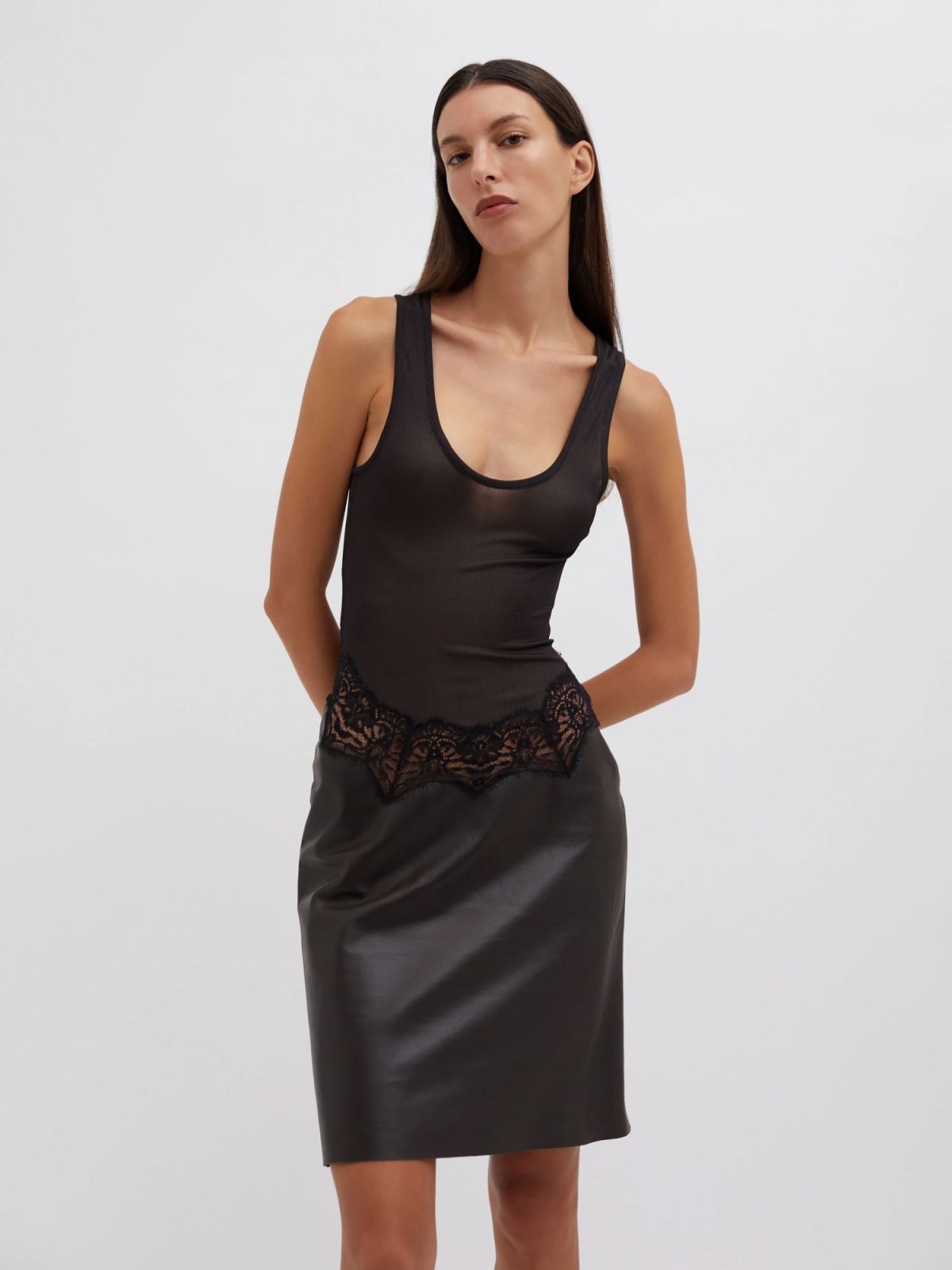 Ribbed Leather Tank Dress by Christopher Esber