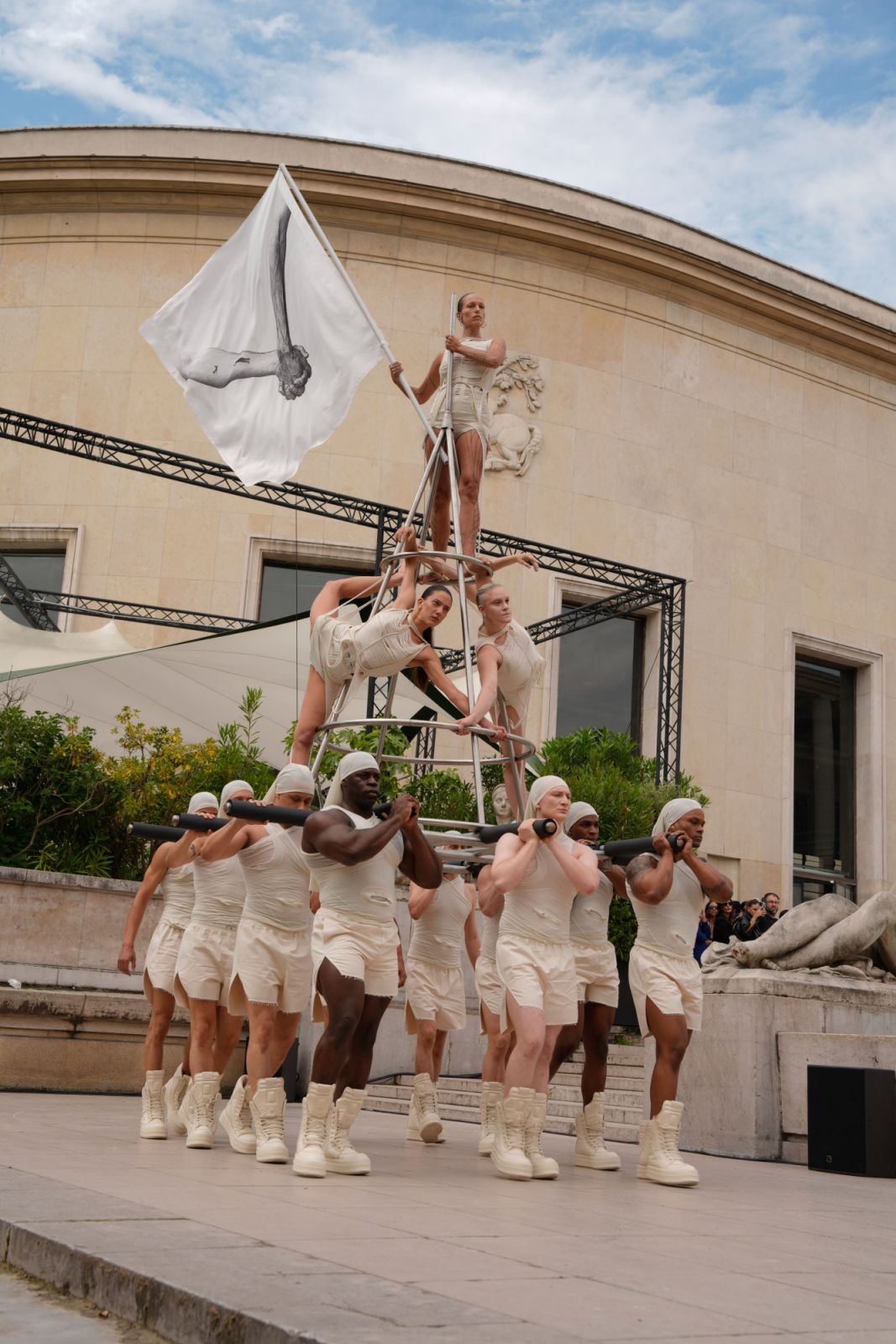 Model on the runway at the Rick Owens fashion show during Paris Fashion Week Menswear Spring/Summer 2025 held at Palais de Tokyo on June 20, 2024 in Paris, France. (Photo by Swan Gallet/WWD via Getty Images)