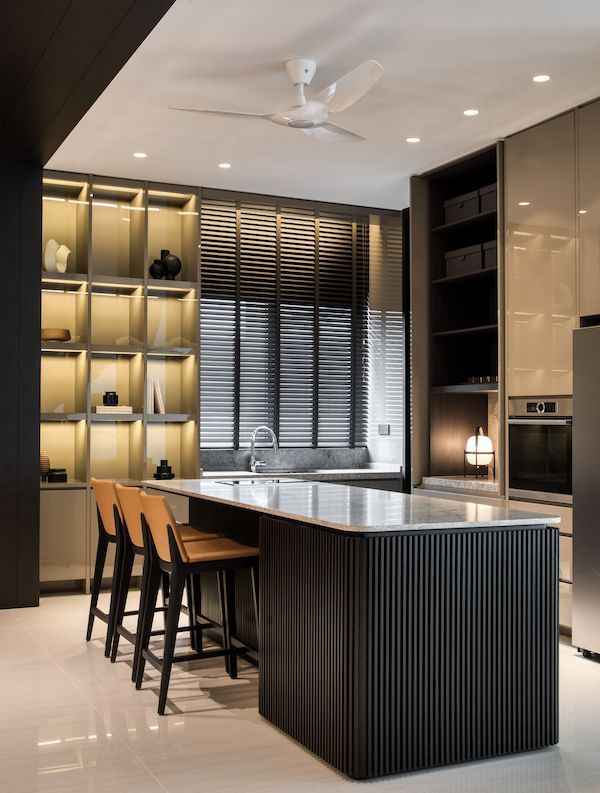 Meticulously detailed timber cladding form the base of the kitchen island  (Photo: Heartpatrick)