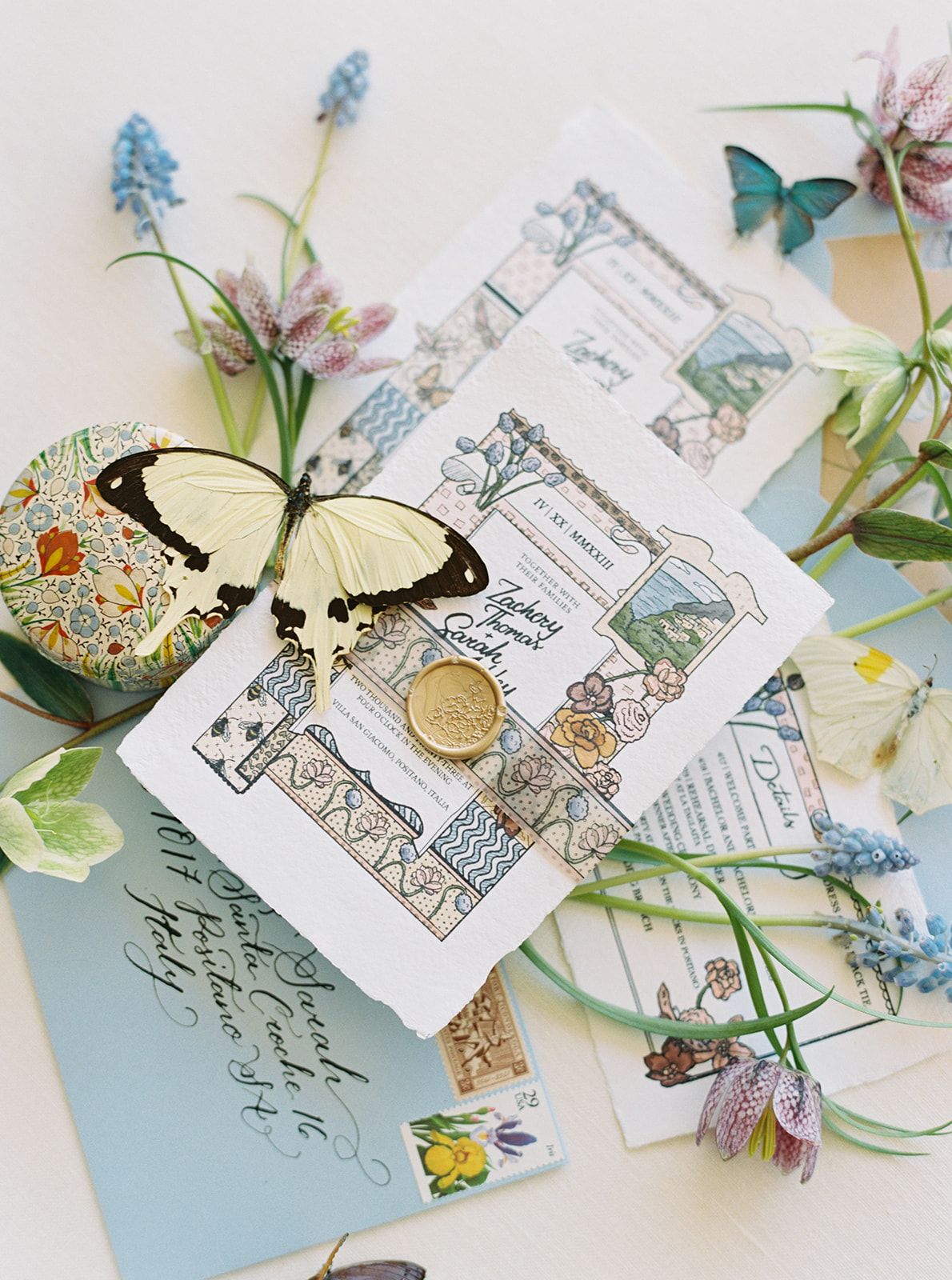 An example of a Gates Paper Co wedding invitation complete with custom illustrations (Photo: Courtesy of Gates Paper Co)