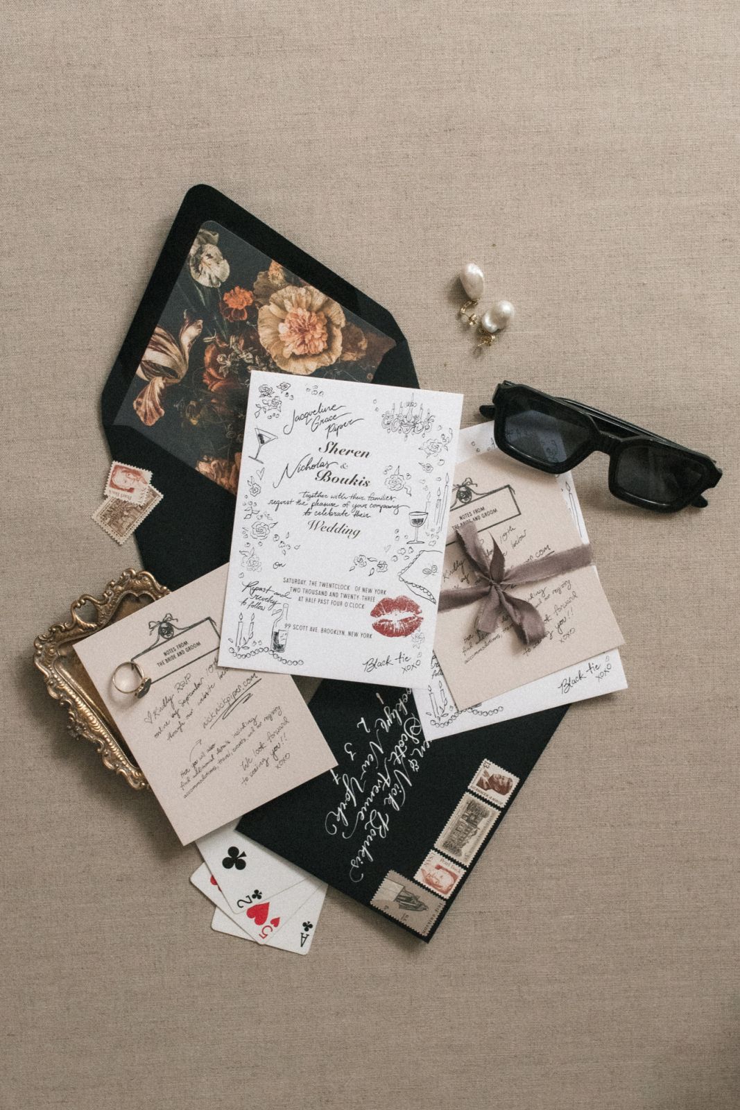 An example of a Gates Paper Co wedding invitation complete with custom illustrations (Photo: Isabel Gates)