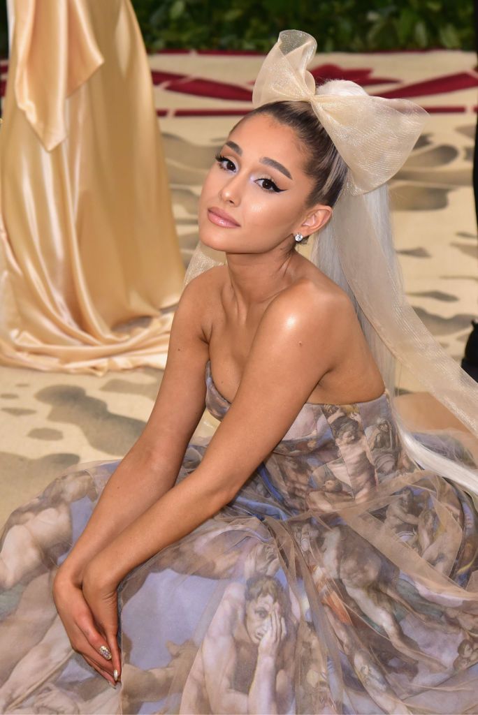 NEW YORK, NY - MAY 07: Ariana Grande attends the Heavenly Bodies: Fashion & The Catholic Imagination Costume Institute Gala at The Metropolitan Museum of Art on May 7, 2018 in New York City. (Photo by Sean Zanni/Patrick McMullan via Getty Images)