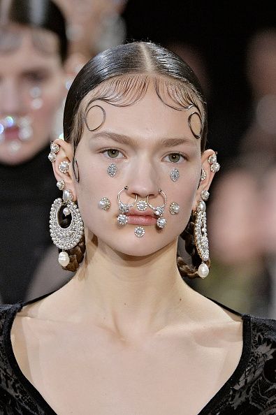 PARIS, FRANCE - MARCH 08:  Hair and Beauty detail on the runway at the Givenchy Autumn Winter 2015 fashion show during Paris Fashion Week on March 8, 2015 in Paris, France.  (Photo by Catwalking/Getty Images)