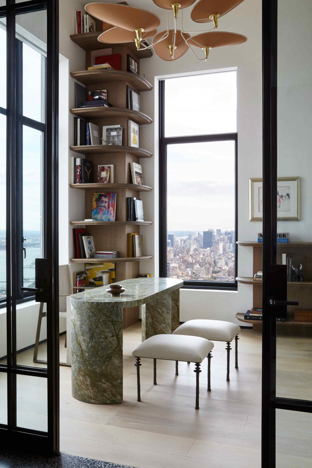 A limited edition marble sculpted desk in the office