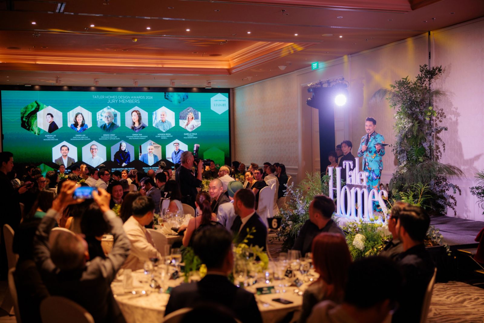Emcee Tyler Wisler introducing the 11 jury members of Tatler Homes Design Awards 2024 - Singapore