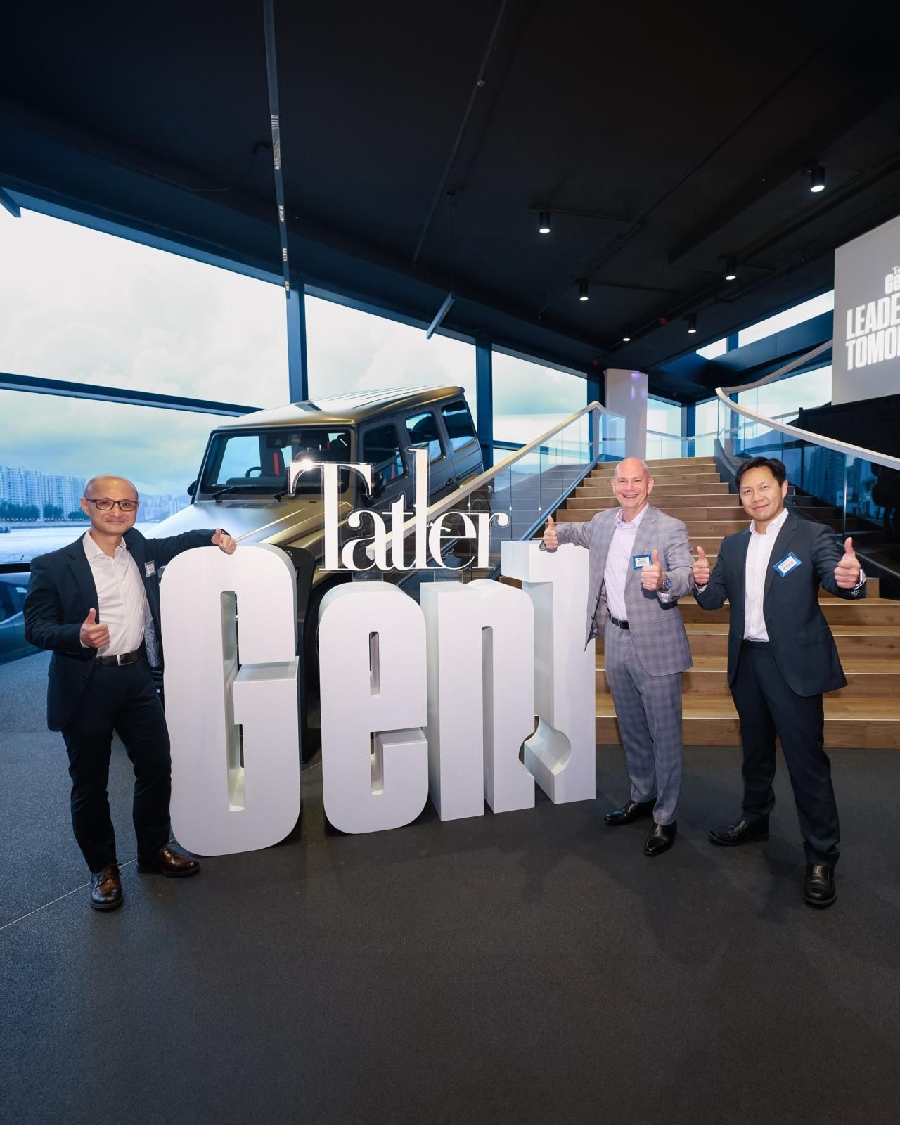 From left to right: Mercedes-Benz Hong Kong director of communications and marketing Edward Tam with the marque’s Hong Kong CEO Andreas Buchenthal and director of sales Johnny Lee (Photo: Billy Chan)