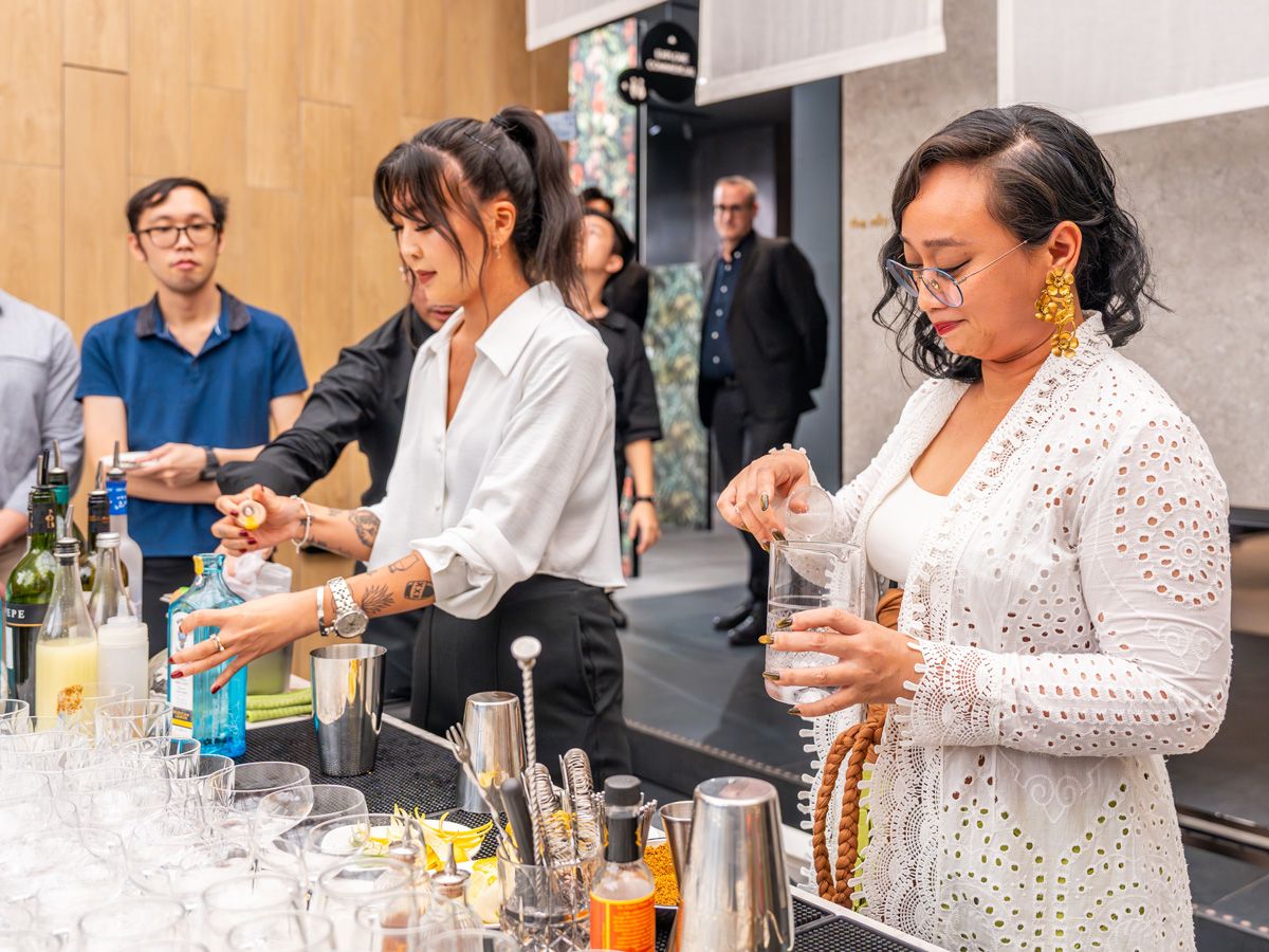 Maria Kim teaches Asih Jenie how to make a negroni