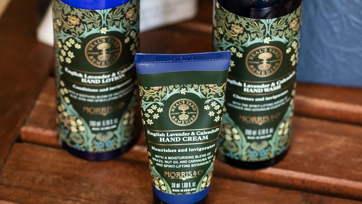 A look at the full Neal's Yard Remedies and Morris & Co. English Lavender & Calendula hand care collection, comprising three items