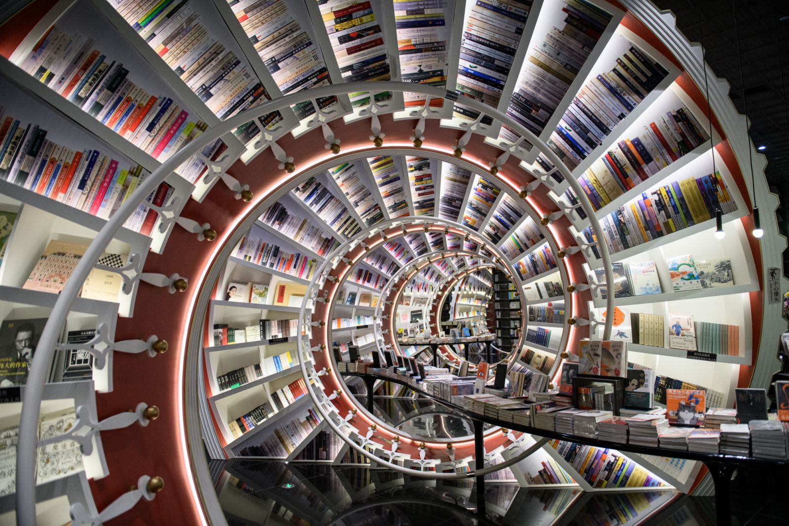 GUANGZHOU, CHINA - APRIL 23: Spiral Bookstore are seen during the World Book and Copyright Day on April 23, 2024 in Guangzhou, China.It is understood that the bookstore is called Zhongshuge and is famous for its spiral bookshelves. (Photo by John Ricky/Anadolu via Getty Images)