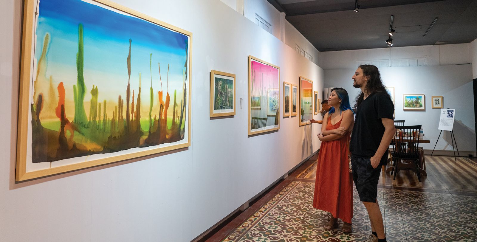 Watercolour artworks by Juan Manuel Rodriguez Arnabal and Federico Tosi at Siargao Artiste in Residence gallery