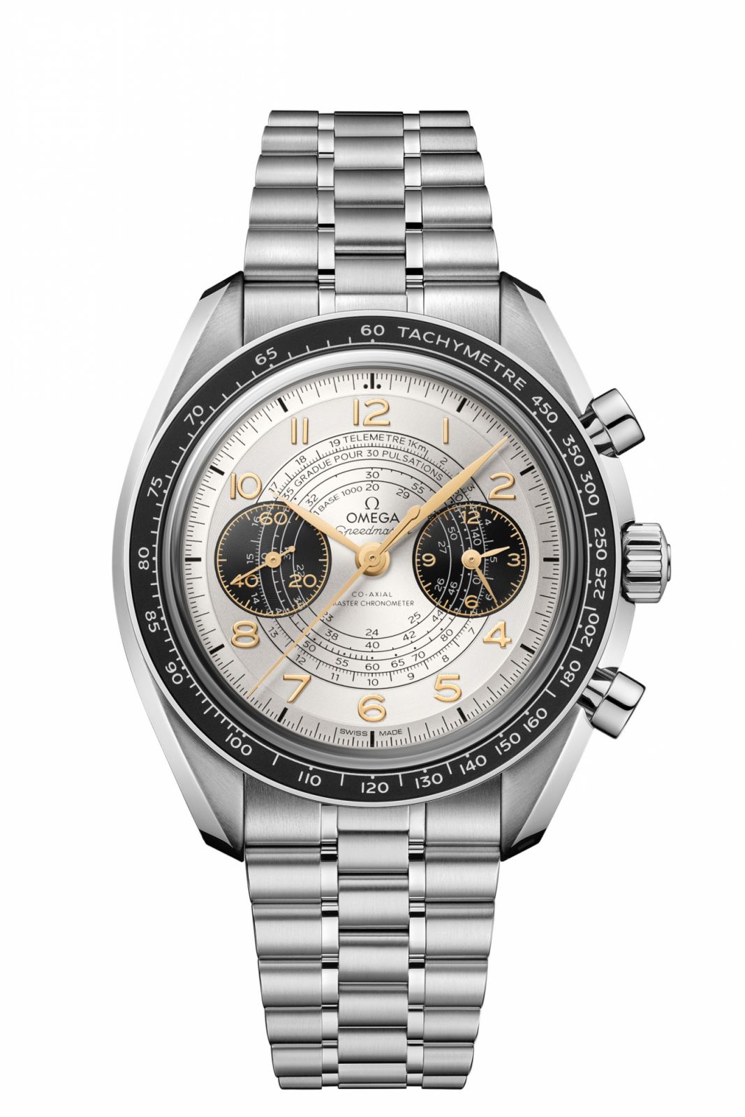 歐米茄於巴黎奧運倒數100天時推出全新超霸系列Chronoscope腕錶,不銹鋼錶鍊帶款。(Photo: Omega)