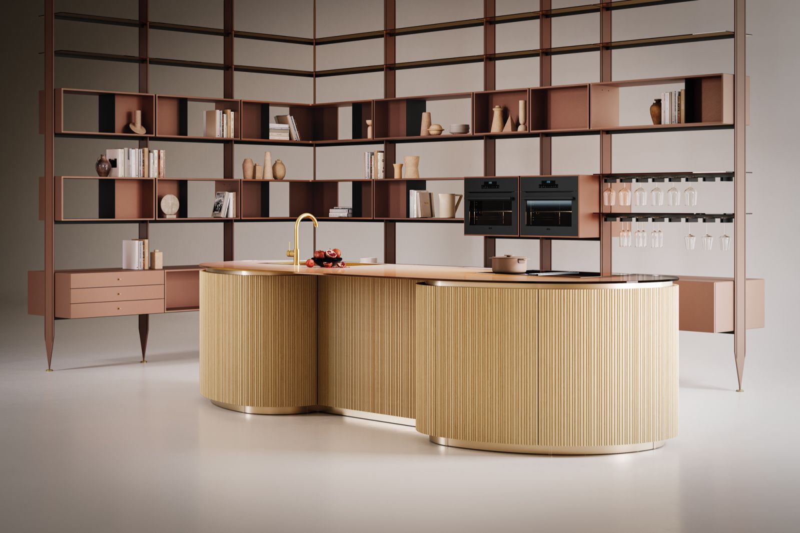 The 50's system and the Tangram kitchen island