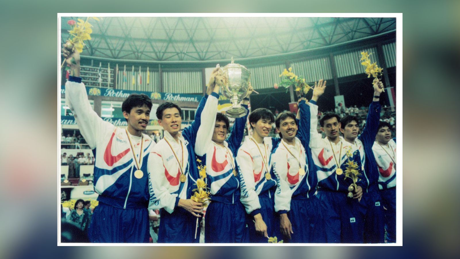 Malaysia wins the Thomas Cup at Stadium Negara, 1992 (Photo: National Archives of Malaysia: Accession No. 2008/0004337W)